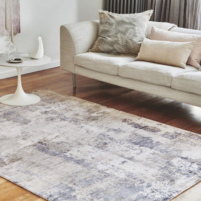 Grey Viscose  Abstract Handmade , Luxurious , Modern Rug For Living Room, Bedroom - 120Cm X 170Cm - image 1