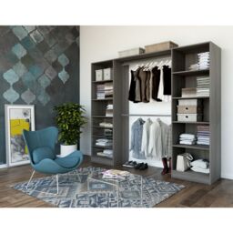 Qazar Grey Oak Effect Bedroom Storage Unit Kit (H)2000mm (W)2200mm (D)480mm - thumbnail 4