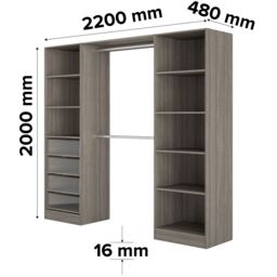 Qazar Grey Oak Effect Bedroom Storage Unit Kit (H)2000mm (W)2200mm (D)480mm - thumbnail 8