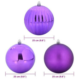 Vidaxl Christmas Bauble Set Xxl 3 Pcs Lilac Plastic - thumbnail 3