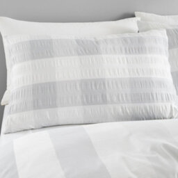 Fusion Seersucker Gingham Textured Silver Duvet Cover Set - thumbnail 2