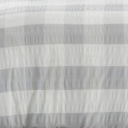 Fusion Seersucker Gingham Textured Silver Duvet Cover Set - thumbnail 3