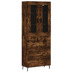 Berkfield Elegant Highboard Smoked Oak 69.5X34X180 Cm Engineered Wood - thumbnail 1