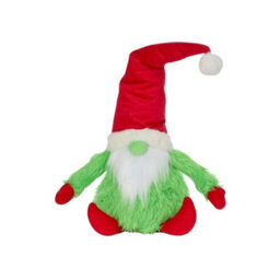 Samuel Alexander 35Cm Soft Green Fur Christmas Sitting Gronk Decoration With Santa Hat - thumbnail 3