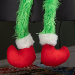 Samuel Alexander 35Cm Soft Green Fur Christmas Sitting Gronk Decoration With Santa Hat - thumbnail 5