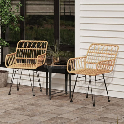 Berkfield Garden Chairs 2 Pcs With Armrest 56X64X80 Cm Pe Rattan - image 1