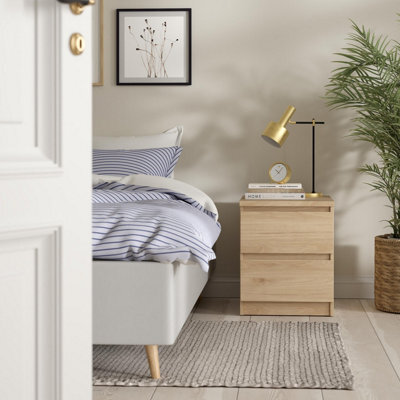 Tvilum Esla Matt Jackson Hickory 2 Drawer Bedside Table (H)495mm (W)404mm (D)500mm - image 1