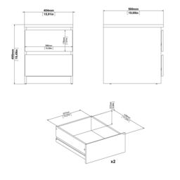Tvilum Esla Matt Jackson Hickory 2 Drawer Bedside Table (H)495mm (W)404mm (D)500mm - thumbnail 8