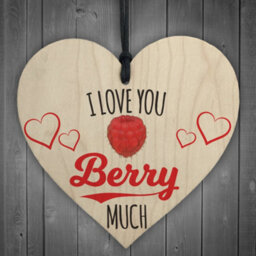 Red Ocean Love You Berry Much Wooden Hanging Heart Plaque - thumbnail 1