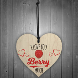 Red Ocean Love You Berry Much Wooden Hanging Heart Plaque - thumbnail 2