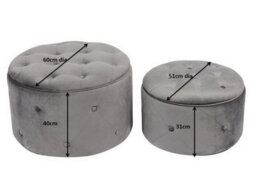 Aspect Furniture Valeria Set Of 2 Round Storage Ottoman/footrest Stool ,light Grey - thumbnail 5
