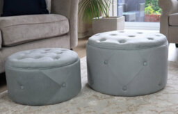 Aspect Furniture Valeria Set Of 2 Round Storage Ottoman/footrest Stool ,light Grey - thumbnail 6