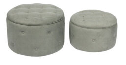 Aspect Furniture Valeria Set Of 2 Round Storage Ottoman/footrest Stool ,light Grey - thumbnail 4