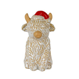 Merry Moo Ceramic Cow Ornament Novelty Farmyard Christmas Decoration - thumbnail 1