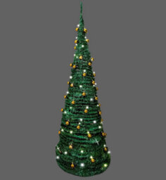 Shatchi 5Ft / 150Cm Pre-Lit Pop Up Christmas Tree With Leds And Gold Baubles - thumbnail 9