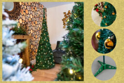 Shatchi 5Ft / 150Cm Pre-Lit Pop Up Christmas Tree With Leds And Gold Baubles - thumbnail 1