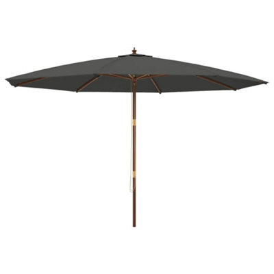 Berkfield Durable Garden Parasol With Wooden Pole Anthracite 400X273 Cm