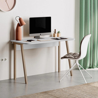 Solid Matt White Freestanding Study Desk Home Office Workstation - image 1