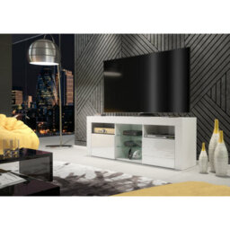 Creative Furniture Pulse Tv Unit 145Cm - White With Gloss Doors And Led Lights - thumbnail 6