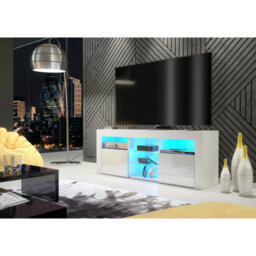 Creative Furniture Pulse Tv Unit 145Cm - White With Gloss Doors And Led Lights - thumbnail 2