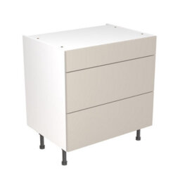 Kitchen Kit 3 Drawer Base Unit 800mm W/ Slab Cabinet Door - Super Gloss Light Grey