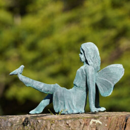Burgess Cast Iron Fairy Statue Cherub Antique Style Verdigris Home Garden Ornament Sculpture - thumbnail 3