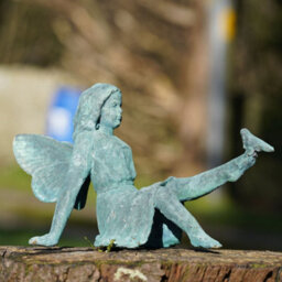 Burgess Cast Iron Fairy Statue Cherub Antique Style Verdigris Home Garden Ornament Sculpture - thumbnail 2