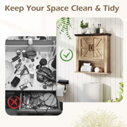 Costway Medicine Cabinet With Doors Farmhouse Wall Mounted Bathroom Cabinet-Grey - thumbnail 5