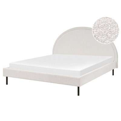 Beliani Bed Boucle Margut 160 X 200 Cm (Eu King Size) White - image 1