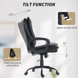 Office Chair, Computer Desk Chair With Dual-Layer Padding, Black - thumbnail 4