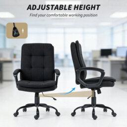 Office Chair, Computer Desk Chair With Dual-Layer Padding, Black - thumbnail 5