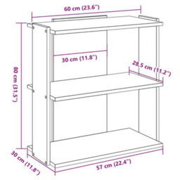 Berkfield Bookcase 3-Tier Artisan Oak 60X30X80 Cm Engineered Wood - thumbnail 9
