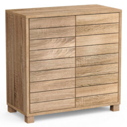 Vonhaus Bathroom Storage Cabinet, Oak Wood Effect Floor Cabinet With Handleless Design, Freestanding Towel Storage Unit, Chester - thumbnail 1