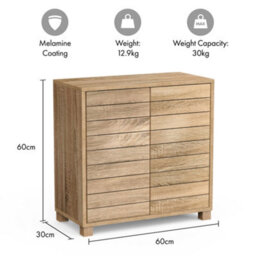 Vonhaus Bathroom Storage Cabinet, Oak Wood Effect Floor Cabinet With Handleless Design, Freestanding Towel Storage Unit, Chester - thumbnail 6