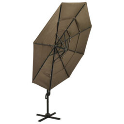 Berkfield Harmful 4-Tier Parasol With Aluminium Pole Taupe 3X3 M - thumbnail 3