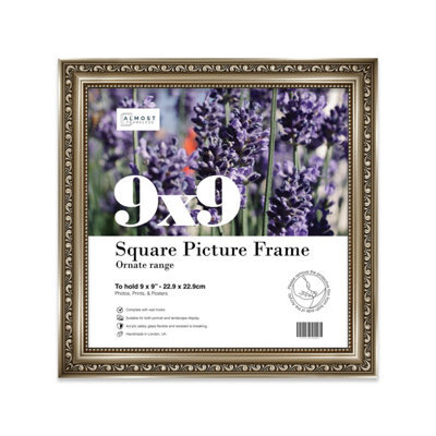 9X9 Gunmetal  Ornate Picture Frame (22.9 X 22.9Cm) Poster, Photo, Artwork, Gallery Wall Or Print - image 1