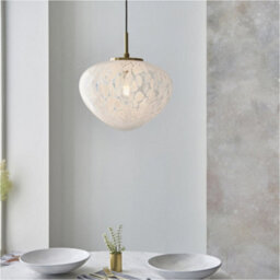 Loops Hanging Ceiling Pendant Light - Satin Brass Plate & White Confetti Glass - 10W Led E27 - thumbnail 4