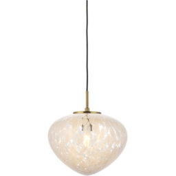 Loops Hanging Ceiling Pendant Light - Satin Brass Plate & White Confetti Glass - 10W Led E27