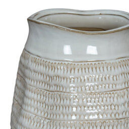 Hill Interiors Tava Wide Hewn Vase - Ceramic - L26 X W26 X H26 Cm - White - thumbnail 3