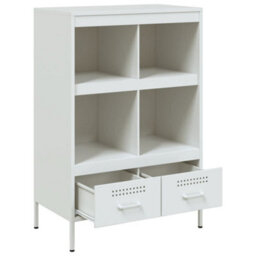 Berkfield Highboard White 68X39X101.5 Cm Steel - thumbnail 9