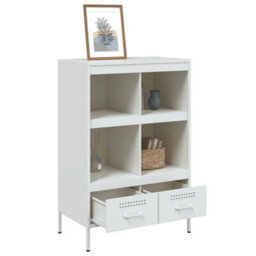 Berkfield Highboard White 68X39X101.5 Cm Steel - thumbnail 5