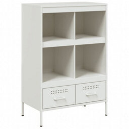 Berkfield Highboard White 68X39X101.5 Cm Steel - thumbnail 2