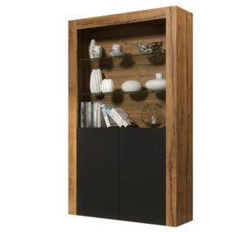 Creative Furniture Spectrum Display Cabinet 170Cm - Dark Oak & Black Matt Doors - thumbnail 7