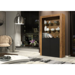 Creative Furniture Spectrum Display Cabinet 170Cm - Dark Oak & Black Matt Doors - thumbnail 6