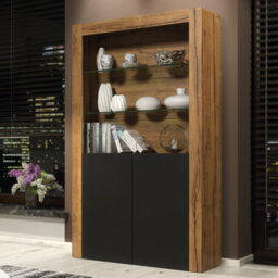 Creative Furniture Spectrum Display Cabinet 170Cm - Dark Oak & Black Matt Doors - thumbnail 5