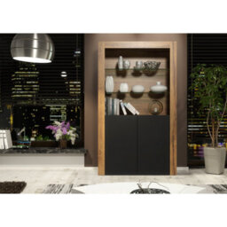 Creative Furniture Spectrum Display Cabinet 170Cm - Dark Oak & Black Matt Doors - thumbnail 2