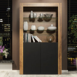 Creative Furniture Spectrum Display Cabinet 170Cm - Dark Oak & Black Matt Doors