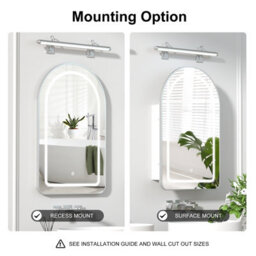 Keepreaper Sleek Led Bathroom Mirror Cabinet With Arched Metal Frame And 2 Glass Shelves 51X80 Cm Bathroom Cabinet - thumbnail 8