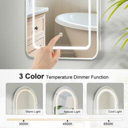 Keepreaper Sleek Led Bathroom Mirror Cabinet With Arched Metal Frame And 2 Glass Shelves 51X80 Cm Bathroom Cabinet - thumbnail 3
