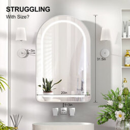 Keepreaper Sleek Led Bathroom Mirror Cabinet With Arched Metal Frame And 2 Glass Shelves 51X80 Cm Bathroom Cabinet - thumbnail 6